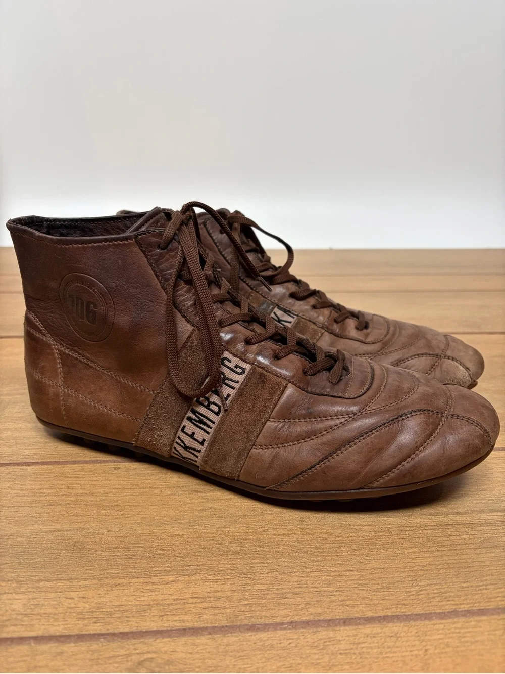 Dirk Bikkembergs Leather Soccer Herrenschuhe High Top Trainers Mens EU 45